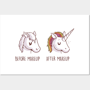 Before and After Makeup (Unicorn) Posters and Art